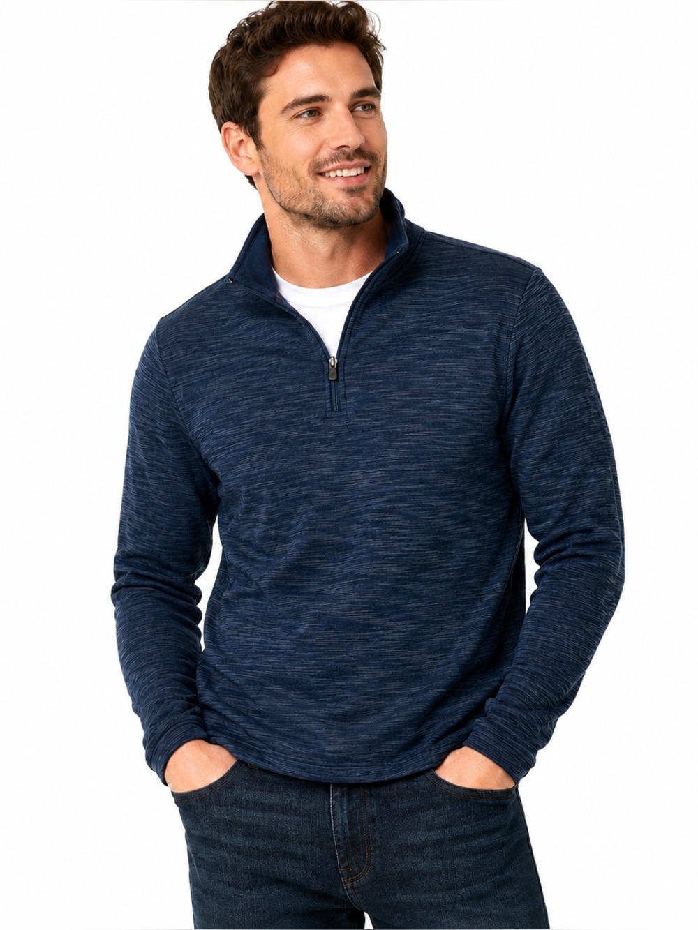 AWEARNESS Kenneth Cole Slim Fit 1/4 Zip Pullover Navy Blue Men’s Medium